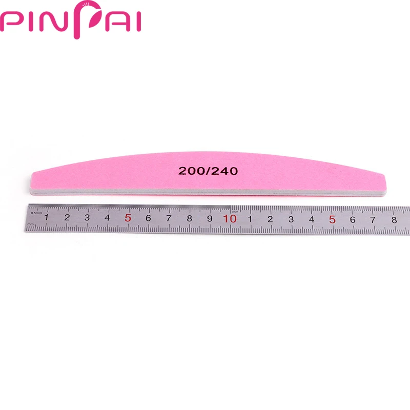 PinPai 5Pcs Half Round Pink 200 240 Grits Nail File for Manicure Pedicure Files Double Side Sanding Nail Polishing File Buffer images - 6