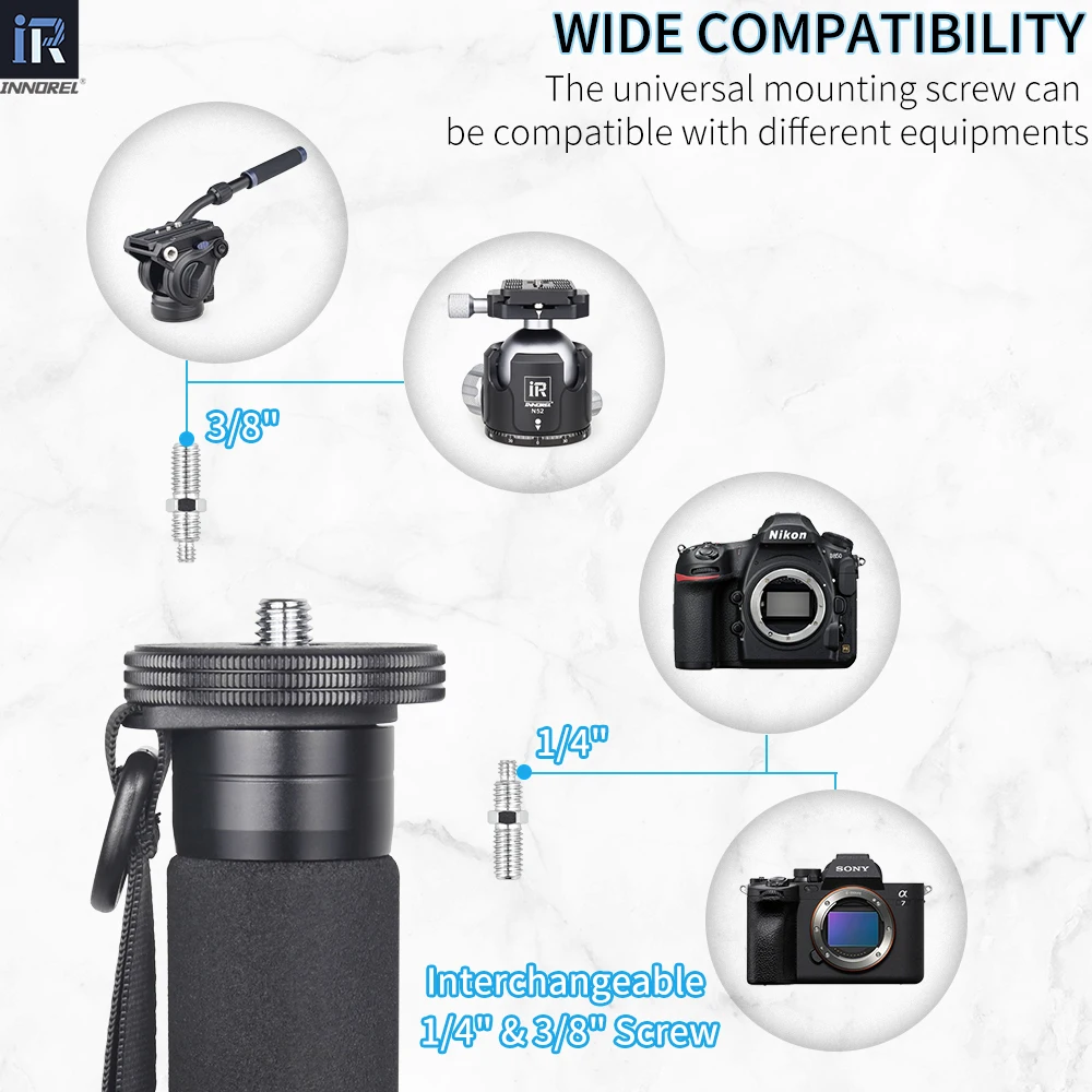 INNOREL RM285A/RM325A Professional Aluminum Alloy Camera Monopod Canon Nikon Sony DSLR Camcorder Video Stand Load 10/12kg