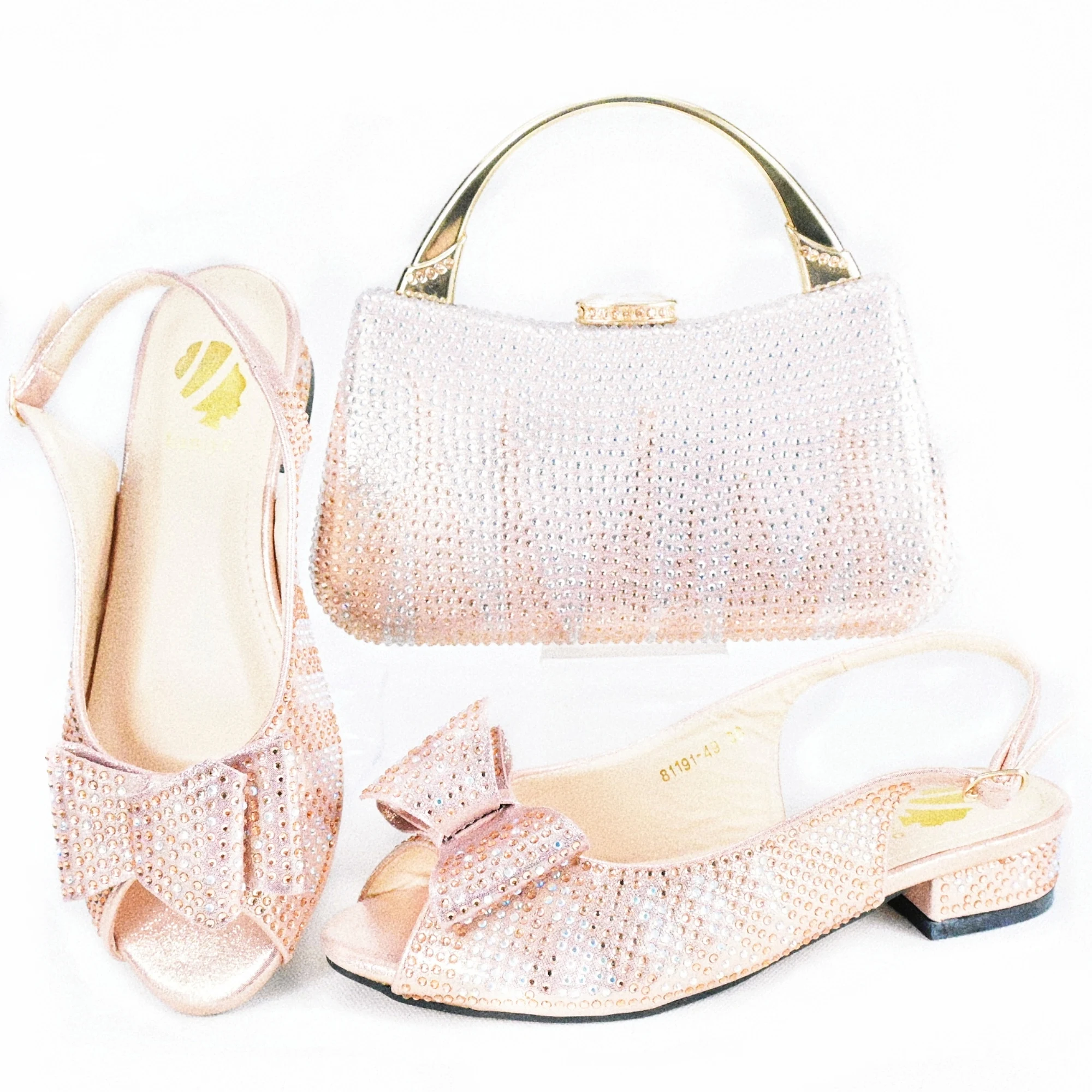 

doershow nice African Shoes And Bag Matching Set With pink Hot Selling Women Italian Shoes And Bag Set For Party Wedding SAF1-14