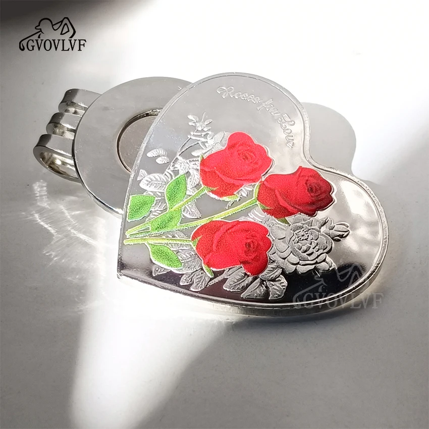 1pc Removable Golf Ball Marker With Magnetic Cap Clips Golf Accessories Alloy Marker Gift for Girls Women and Golfers Love Rose