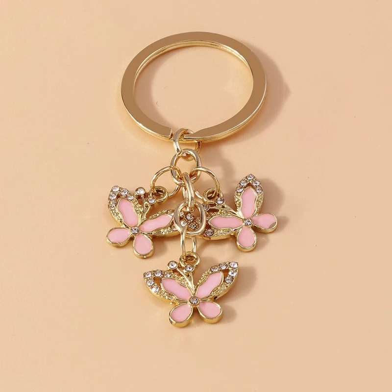 Niedliche Emaille rosa Liebe Herz Schlüssel bund Rose Blume Schlüssel ringe Anhänger für Schlüssel halter Frauen Mädchen Handtasche Anhänger DIY Schmuck Geschenke – Detail 10