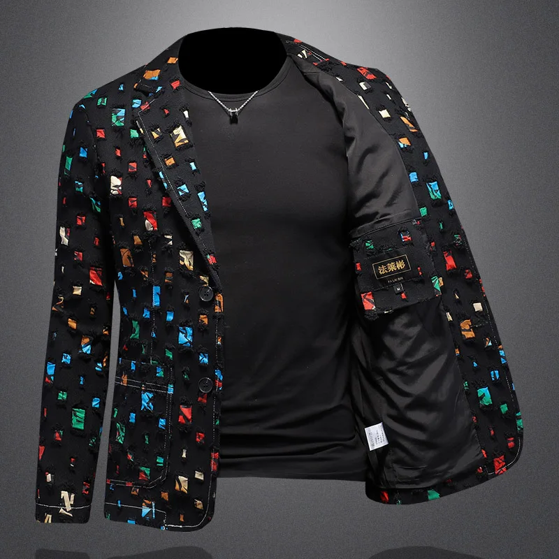 High-quality Fashion with Handsome Trend Boutique Business Leisure Spring Men's Casual Denim Suit Men Blazer Slim Fit