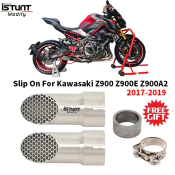 Motorcycle Exhaust Pipe Hidden Slip-On For KAWASAKI Z900 E A2 Ninja 900 2017 2018 2019 Escape Moto Mini Muffler With Tube Gasket