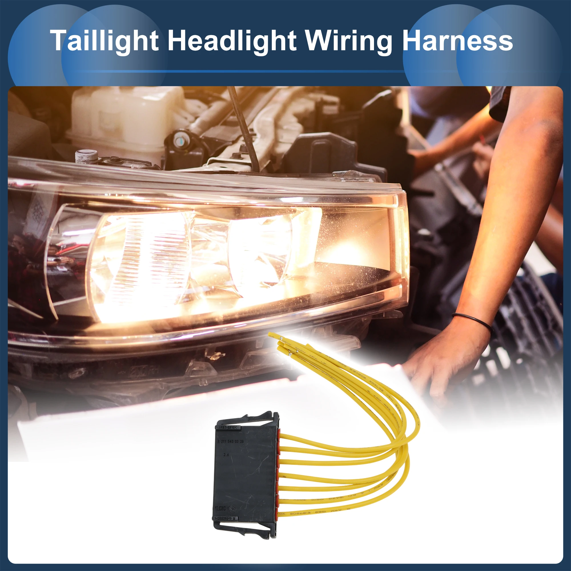 메르세데스-벤츠 C-클래스 W203 02-07용 UXCELL 헤드라이트 배선 하네스 어셈블리 테일라이트 램프 와이어 하네스 15cm 2세트