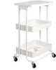 2-Tier Metal Kitchen/Utility Cart with Shelf, White 1