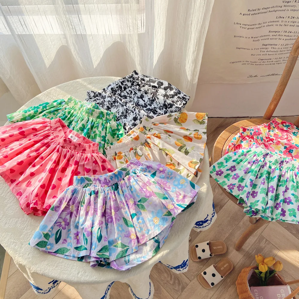 Summer New Baby Girls Tutu Skirts Kids Elastic Waist Girl Princess Floral Skirt Girls Chiffon Children Tutu Skirt QZ242