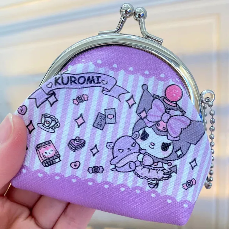 thumbnail image 1 of Monedero Sanrio Melody Kuromi Hello Kitty Cinnamoroll Pochacco con cierre de hierro y diseño de oso arcoíris de dibujos animados, monedero suelto, bolsas para guardar llaves, 1 of 5