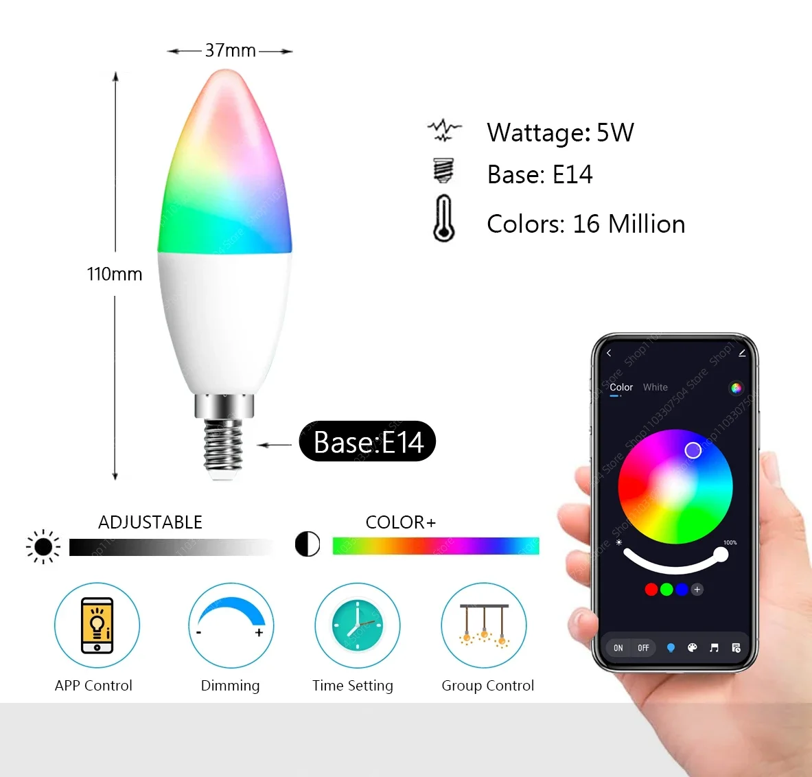 TNCE Tuya Smart WiFi/ Zigbee/Bluetooth E14 Candel Light Dimmable LED Bulb Smart Life APP Control Light Voice Alexa Google home smart led light bulbs smart led lights