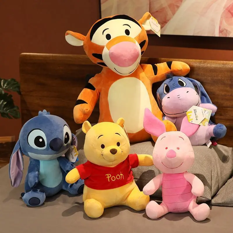 

2023 аниме Disney Стич эйхор Пух медведь плюшевые игрушки диван подушка украшение плюшевая мягкая кукла для детей Рождественский подарок на день рождения