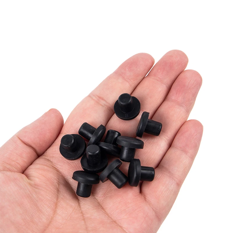 QUARKZMAN Alto Temperatura Silicone Spina T Forma Solido Silicone Gomma Fermo Foro Spine Polvere Rivestimento Anodizzazione Placcatura Impermeabile Nero 6,6x6,4x3,4mm/0,25x0,25x0,13" 20pz