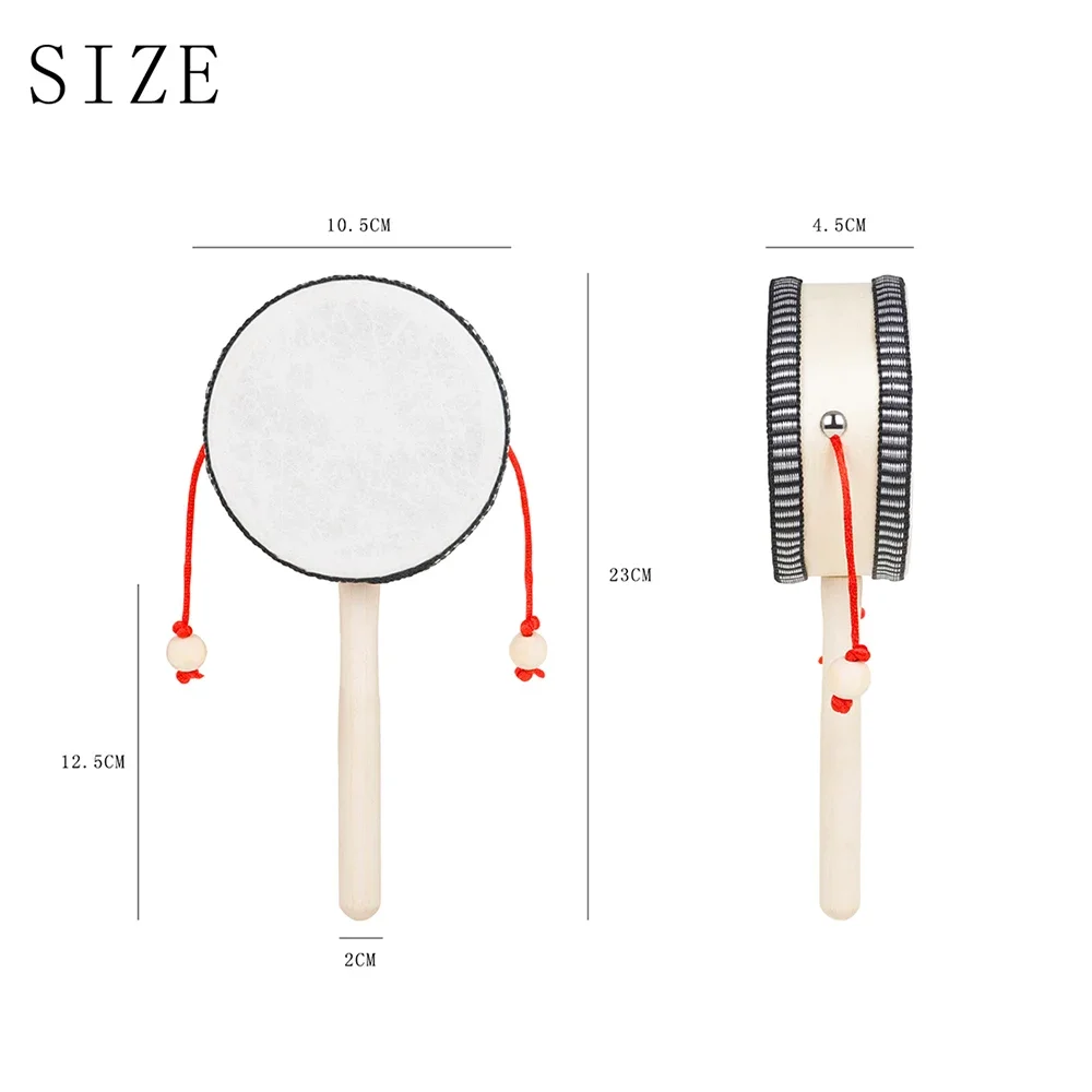 4 Inch Hand Shake Wooden Side Drum Orff Musical Instrument Rattle wooden rattle drum Childhood Classic Traditional Rattle Children Gifts Toys