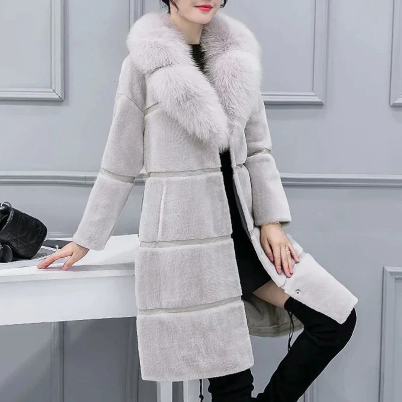 

Warm Faux Fur Coat Winter Fur Coat Women Thick Long Sleeve Jacket Fashion Fake Fox Fur Collar