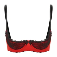 Soutien-gorge Sexy en dentelle pour femmes, Lingerie à armatures, demi-tasse, Push Up, sous-vêtements chauds, poitrine exposée, brassière à armatures 6