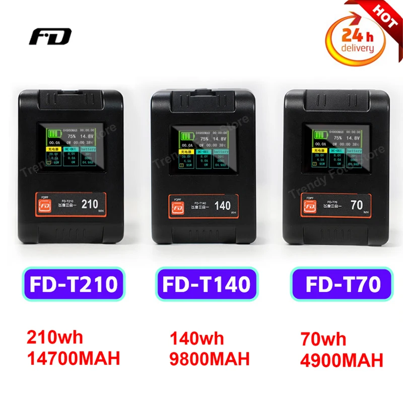 

Аккумулятор для камеры с V-образным креплением Feidu FD-T70/140/210, аккумулятор большой емкости FD-M70 M140 M210 V, зарядное устройство для мини-DSLR-вспышки