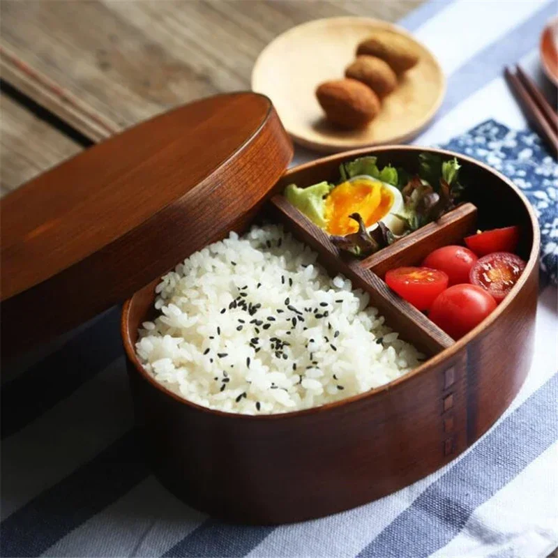 Japanese Style Bento Boxes Wood Lunch Box Portable Picnic Kids Students Food Container Kitchen Accessories - 2