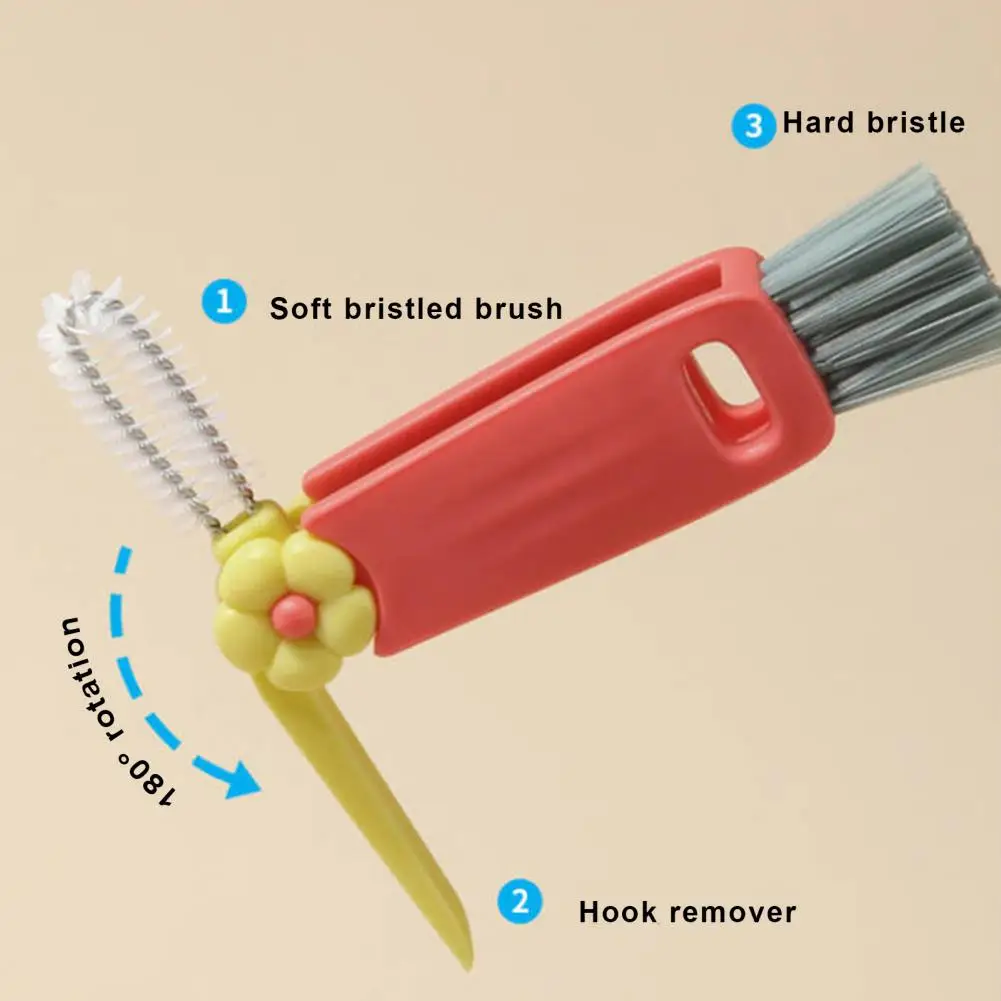 

Cup Brush Stiff Bristle Cup Lid Brush for Bottles Gaps Multifunctional Portable Cleaner for Cups 3-in-1 Design Washable Brush