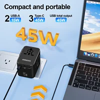 Universal Travel Adapter with 4 AC Outlets 2 USB Port 3 Type-C PD 45W All-in-One Fast Power Charge On EU US AUS Plug Internation - Image 2