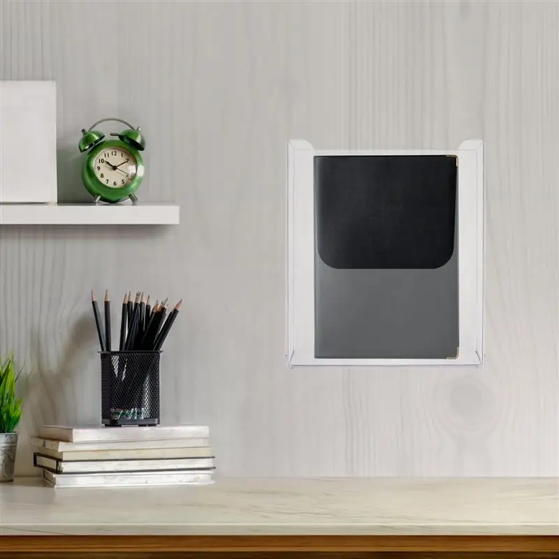1PC A4 Hanging Acrylic Sign Holder Wall File Organizer Wall Magazine Holder Acrylic Sign Box Pamphlet For