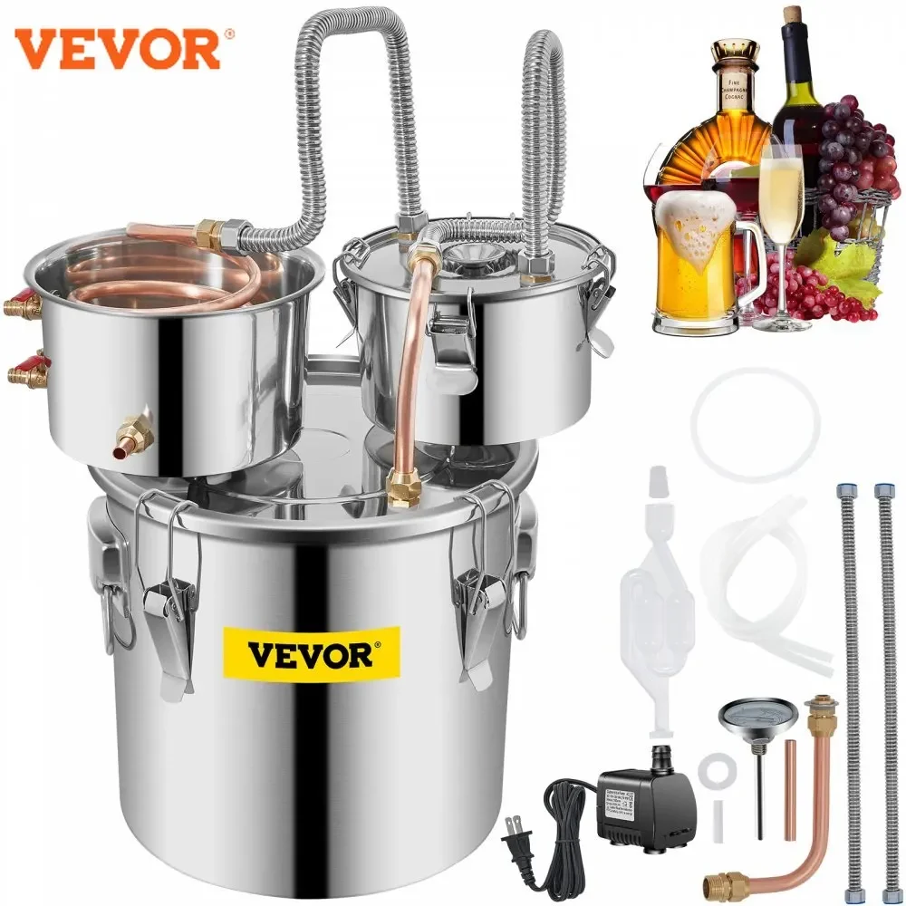 VEVOR 12L 20L 30L 50L Moonshine Still Distiller Alcohol Brewing Distiller DIY Stainless Steel Still Whisky Beer Brandy for Home, stainless steel distiller