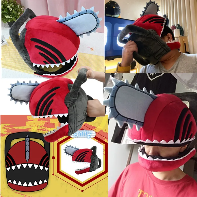 

Anime Chainsaw Man Cartoon Plush Pochita Denji Cosplay Headgear Helmet Doll Halloween Masquerade Party Carnival Props Xmas Gift