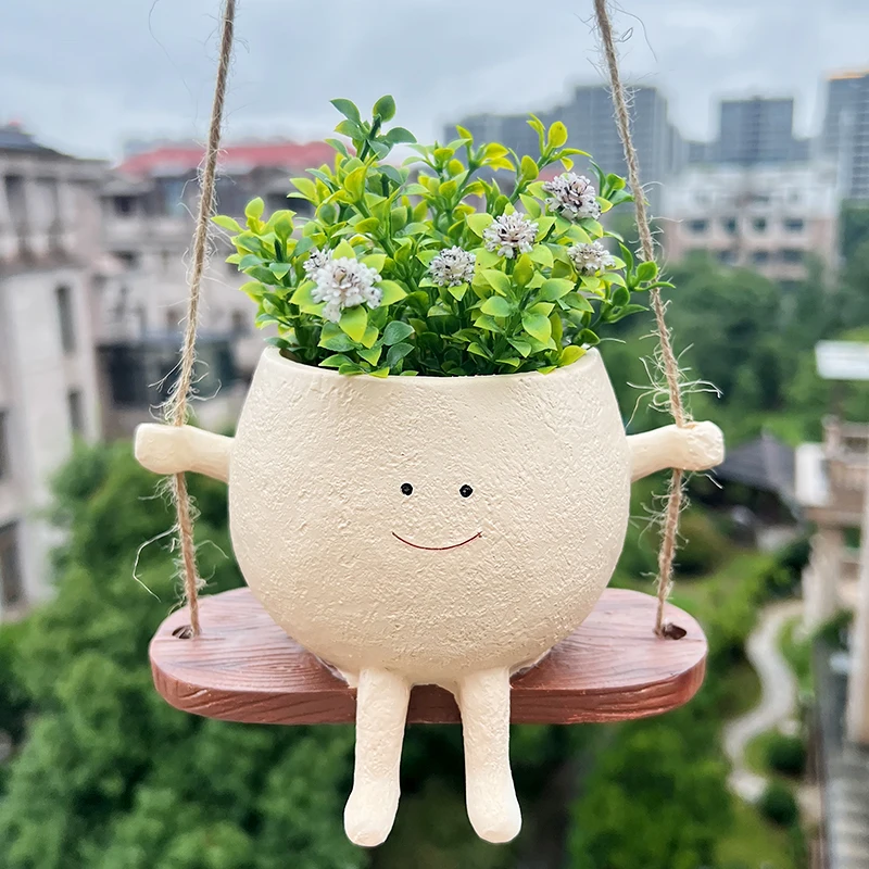 

Creative Mini Resin Potted Plant Flowerpot Wall Hanging Gardening Plant Vase Household Balcony Greenery Succulent Flowerpot
