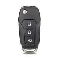 เปลือกกุญแจรีโมทรถยนต์แบบพับได้ 2/3/4 ปุ่ม สำหรับ Ford Focus Fusion Mondeo Kuka Mk2 Mk7 F-150 Explorer Ranger  ใบมีดเปล่า HU101 แบบยังไม่ได้ตัด 3