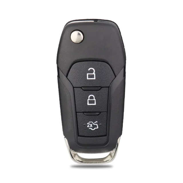 เปลือกกุญแจรีโมทรถยนต์แบบพับได้ 2/3/4 ปุ่ม สำหรับ Ford Focus Fusion Mondeo Kuka Mk2 Mk7 F-150 Explorer Ranger  ใบมีดเปล่า HU101 แบบยังไม่ได้ตัด 3