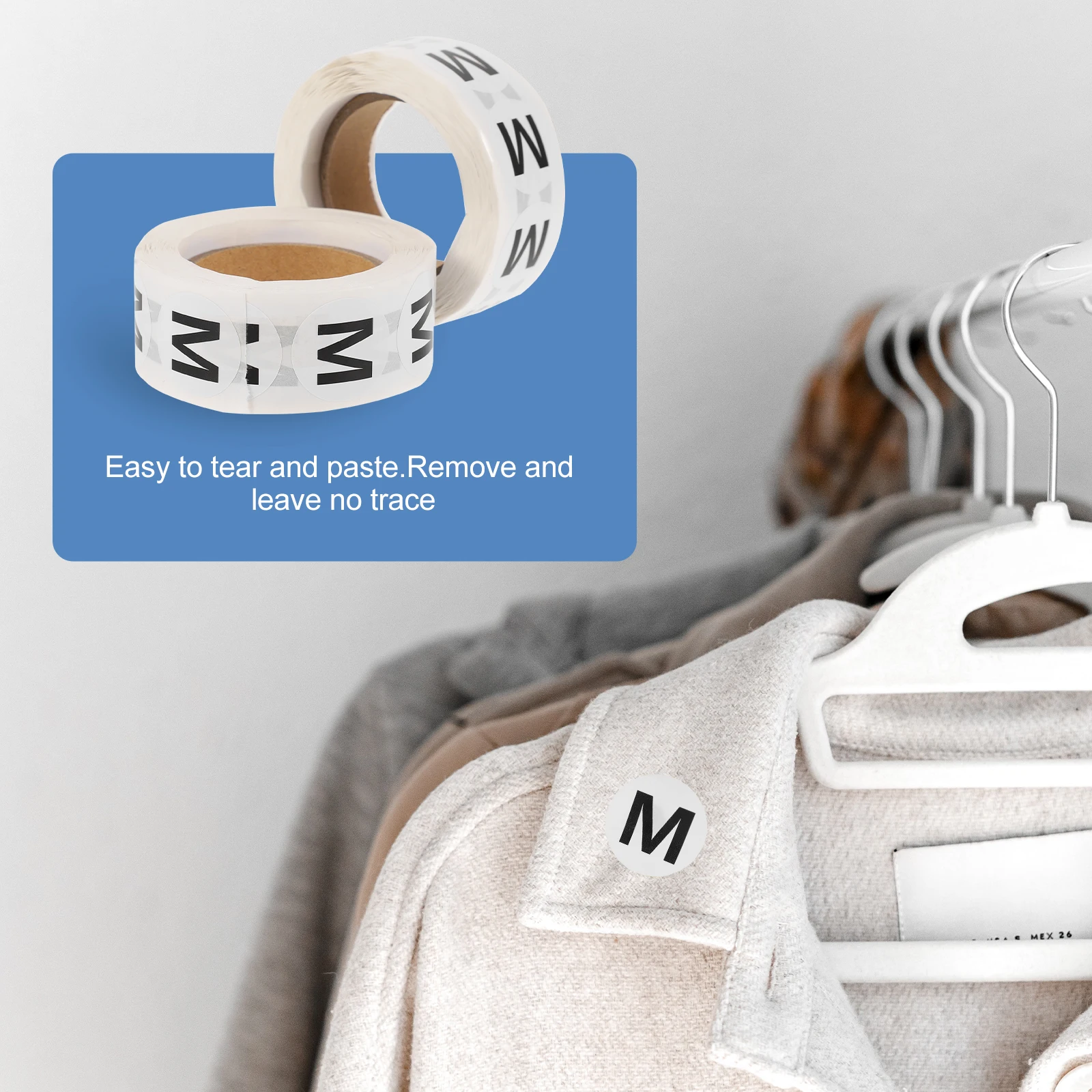 2 롤 라운드 사이즈 스티커 라벨 의류 티셔츠 스웨터 모자 코트 장갑 바지 용 다기능 안전 사이즈 스티커