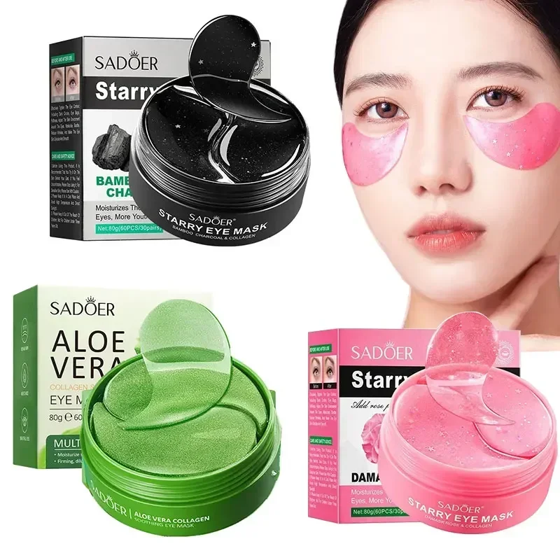 

60PCS Eye Masks Bamboo Charcoal Eye Patches Anti Wrinkles Anti Aging Lift Remove Dark Circles Collagen Under Eye Skin Care