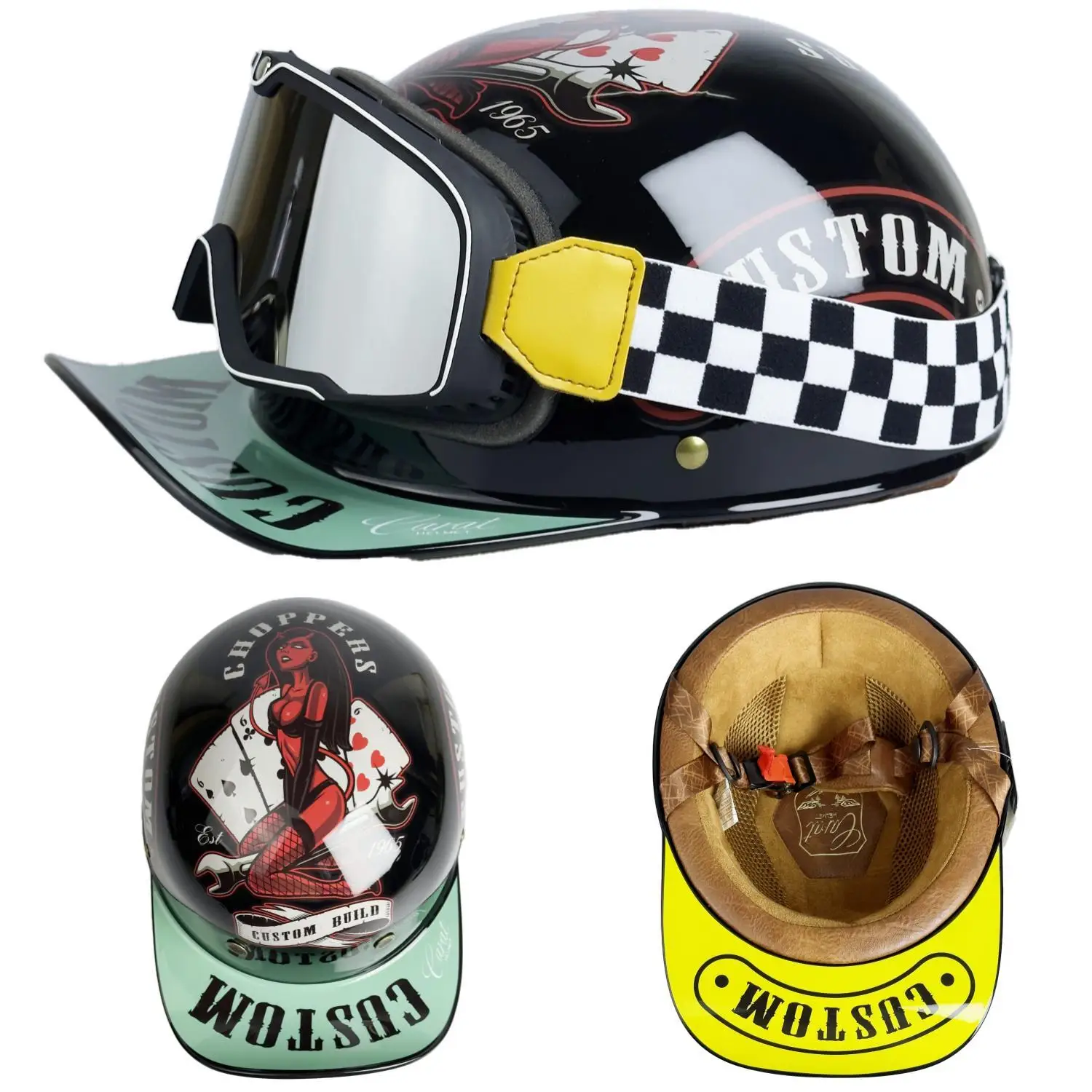 Capacete de motocicleta vintage para homens e mulheres, boné retrô, rosto  aberto, meio chapéu, helicóptero, motocicletas elétricas, cruzador, scooter  - AliExpress, image size:1500x1500