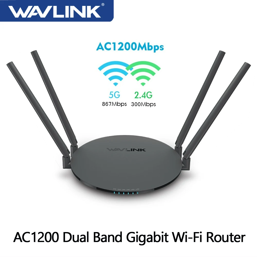 Wavlink Ac1200 Router Wi-Fi Dual Band Router Gigabit Ethernet Ripetitore Wifi Wireless 5Ghz E 2.4Ghz Wps Con Antenne 4 X5Dbi Home
