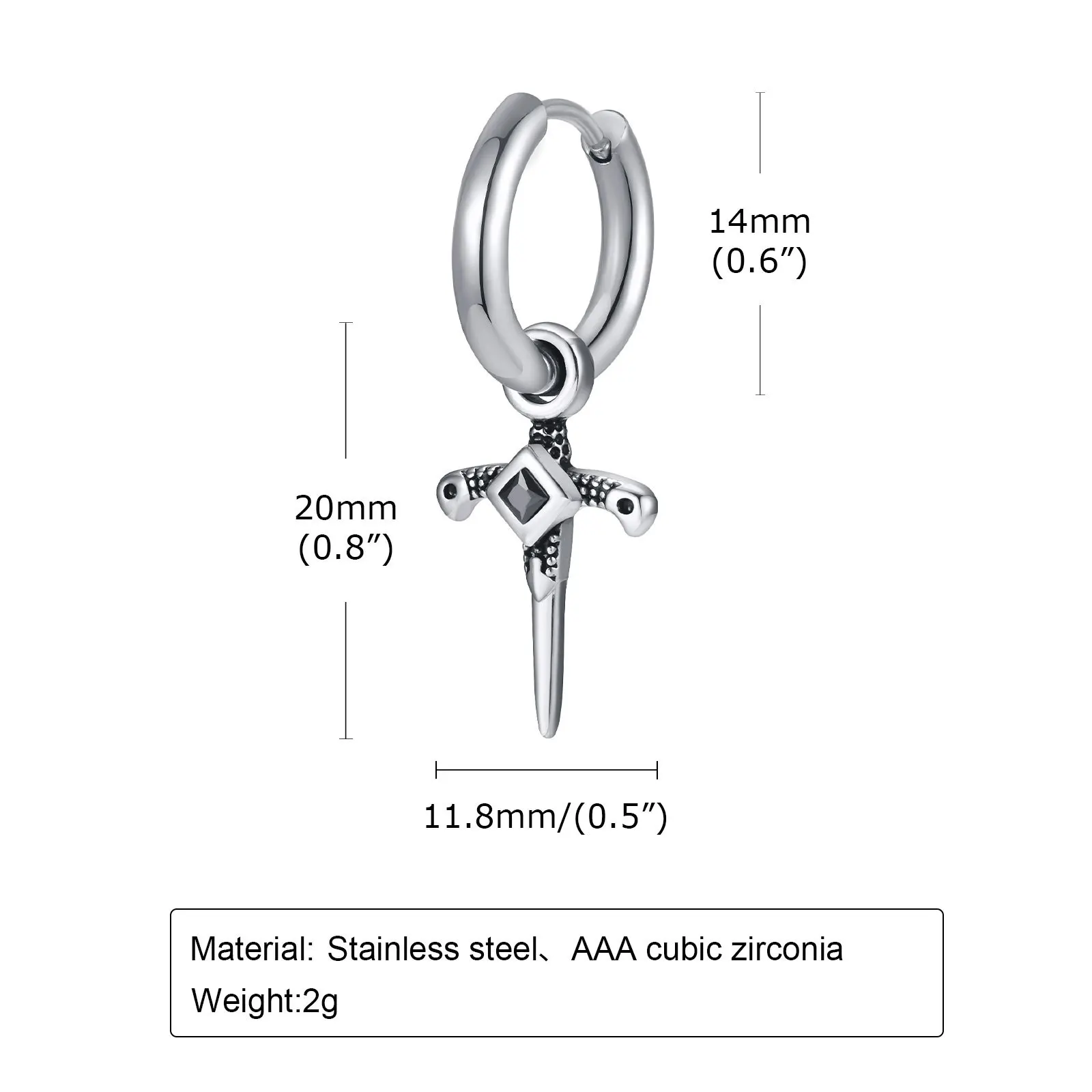 Men Cross Earrings Dangle Hinged, Waterproof Stainless Steel Cross Hoop Huggie Earrings with Black Stone Jewelry