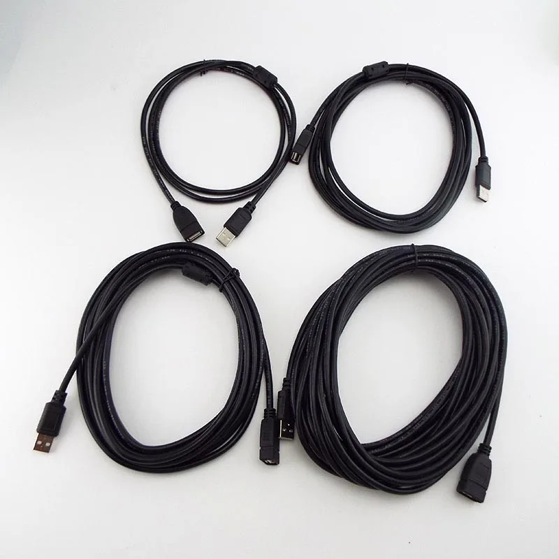 1.5/3/5m 검정색 USB 2.0 남성-유형 A 여성 확장 확장기 커넥터 전원 데이터 전송 M/F 어댑터 케이블 와이어 리드