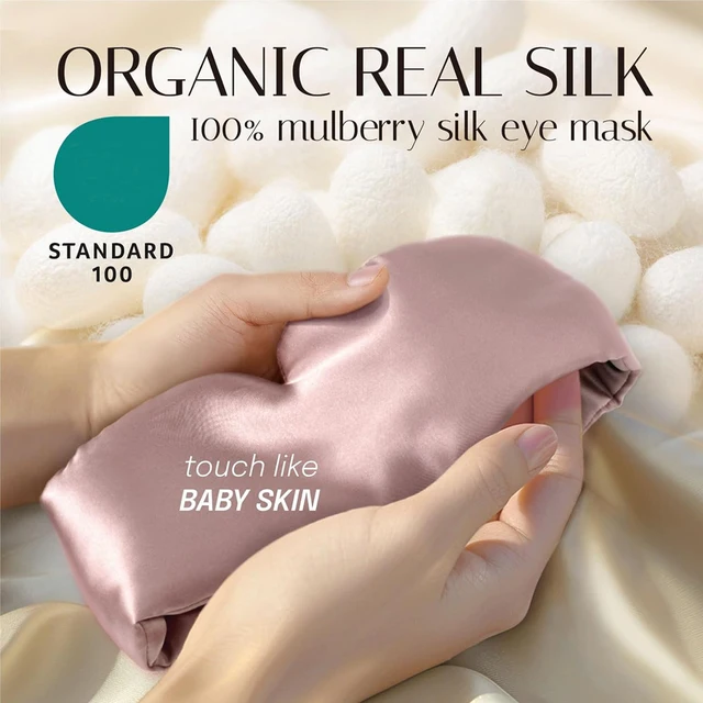 Maschera per dormire in seta di gelso al 100% Benda sull'occhio che blocca la luce Maschera per gli occhi morbida imbottita da viaggio Aiuto per dormire per il sonno Patch Slaapmasker 2