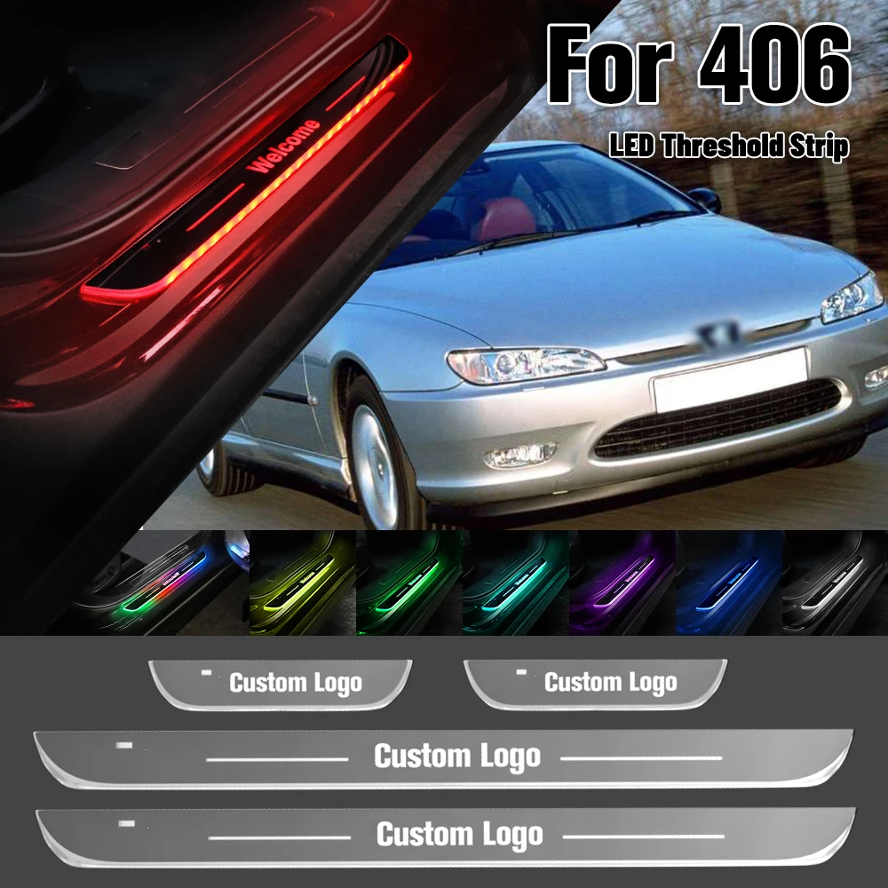 

For Peugeot 406 1995-2004 Car Door Sill Light Customized Logo LED 2001 2002 2003 Welcome Threshold Pedal Lamp Accessories