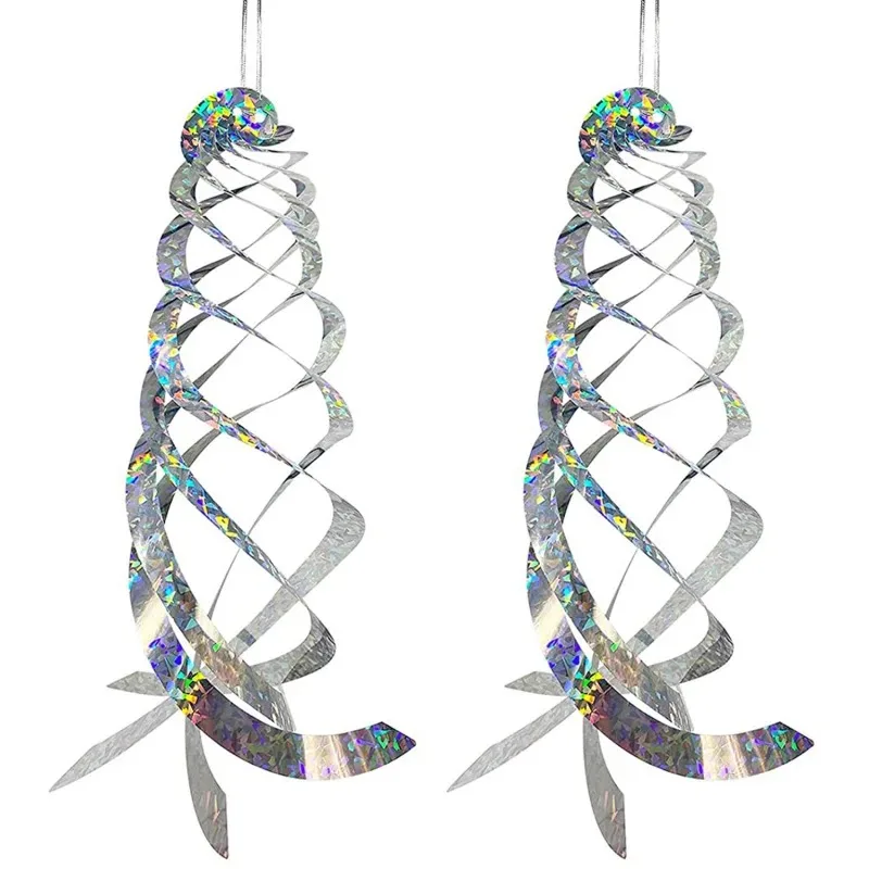 2PC bird deterrent, bird repellent, spiral bird scarer, reflective bird deterrent, hanging bird repellent, garden bi