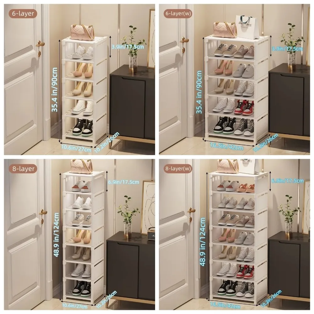 Shoe Rack Metal Frame & Fabric Interlayer Multiple Layers Space-saving Shoe Shelf  Wall Corner Stackable Adjustable Shoe Rack 2