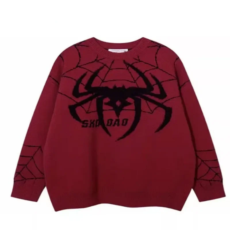 

Hip Hop Harajuku Spider Black Sweater Men Y2K Punk Goth Knitwear Streetwear Oversize Sweaters Pullover Knit Sweater Jumper Tops