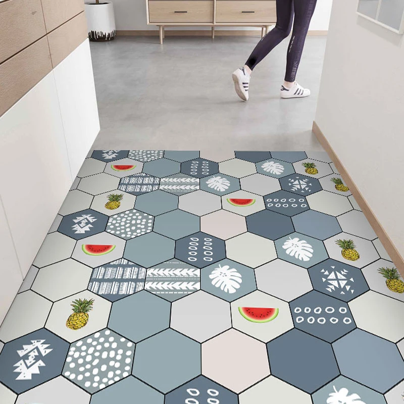Entry Door Mats PVC Leather Non-slip Rugs Large Area Balcony Carpets Home Bathroom Rug Kitchen Waterproof and Oil-proof Carpet 2