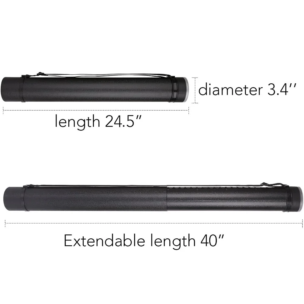 Expandable Poster Tube with Shoulder Strap Blueprint Tube with Lid for Art Drawing Storage Telescopic Document Painting Storage