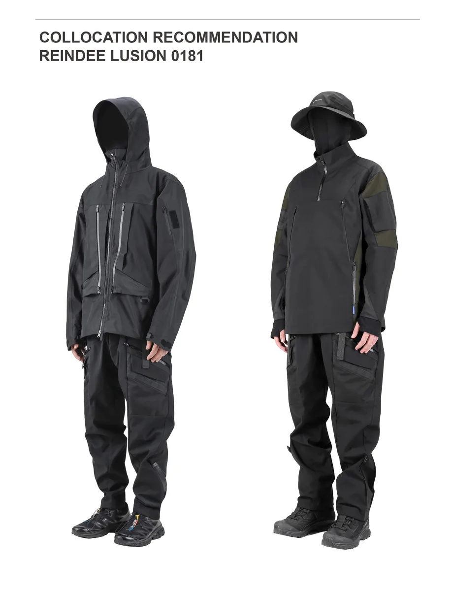 Reindee Lusion 22aw zippered pocket waterproof bunched pants molle multipocket cargo techwear gorpcore
