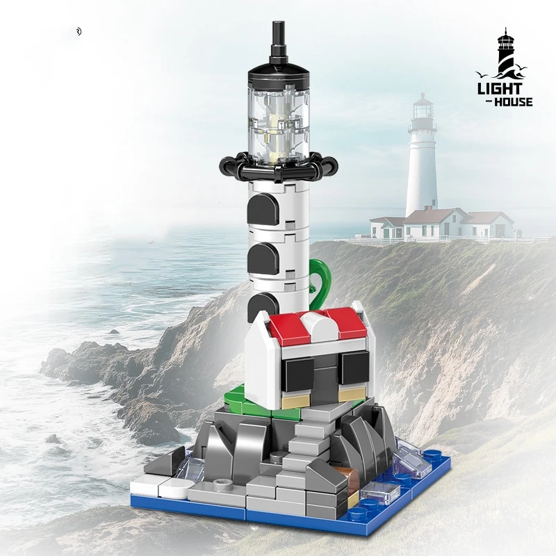Lighthouse Building Blocks Sea Island Fisherman's Hut Light House Assembly Model Bricks Idea Gift Toys for Children
