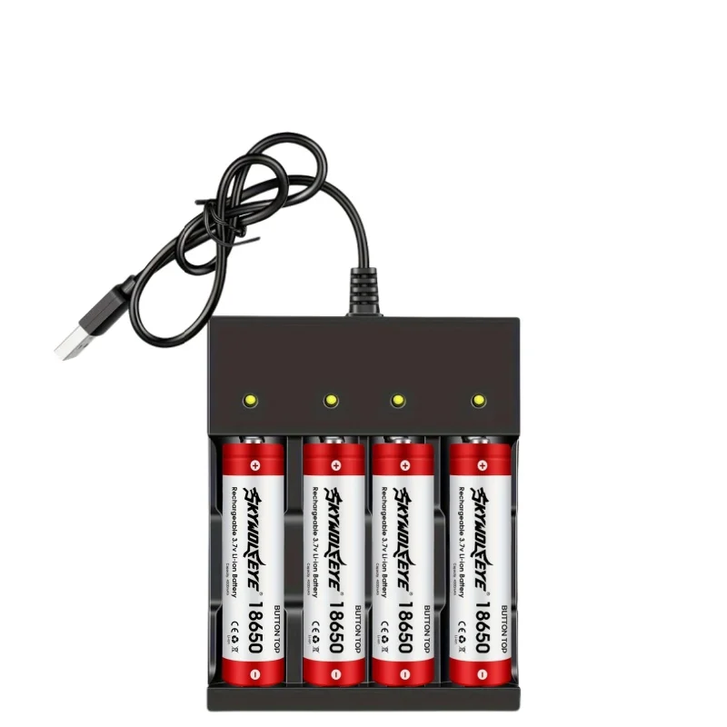 Skywolfeye USB Rechargeable 4 Slot Battery Charger Set