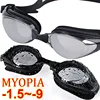-1.5~-9.0 Myopia Swimming Goggles Myopia Professional Anti-fog UV Swimming Glasses Men Women Silicone Swim Sports Eyewear 1