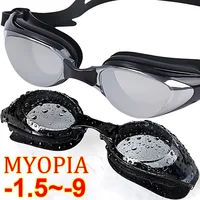 -1.5~-9.0 Myopia Swimming Goggles Myopia Professional Anti-fog UV Swimming Glasses Men Women Silicone Swim Sports Eyewear 1