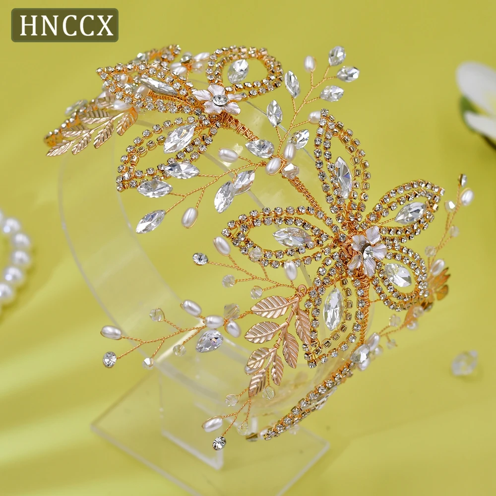 HNCCX  Alloy Leaves Bridal Headband Rhinestone Flower Headpiece Wedding Hair Accessories Bridal Tiara Bride Hair Tiara CP305