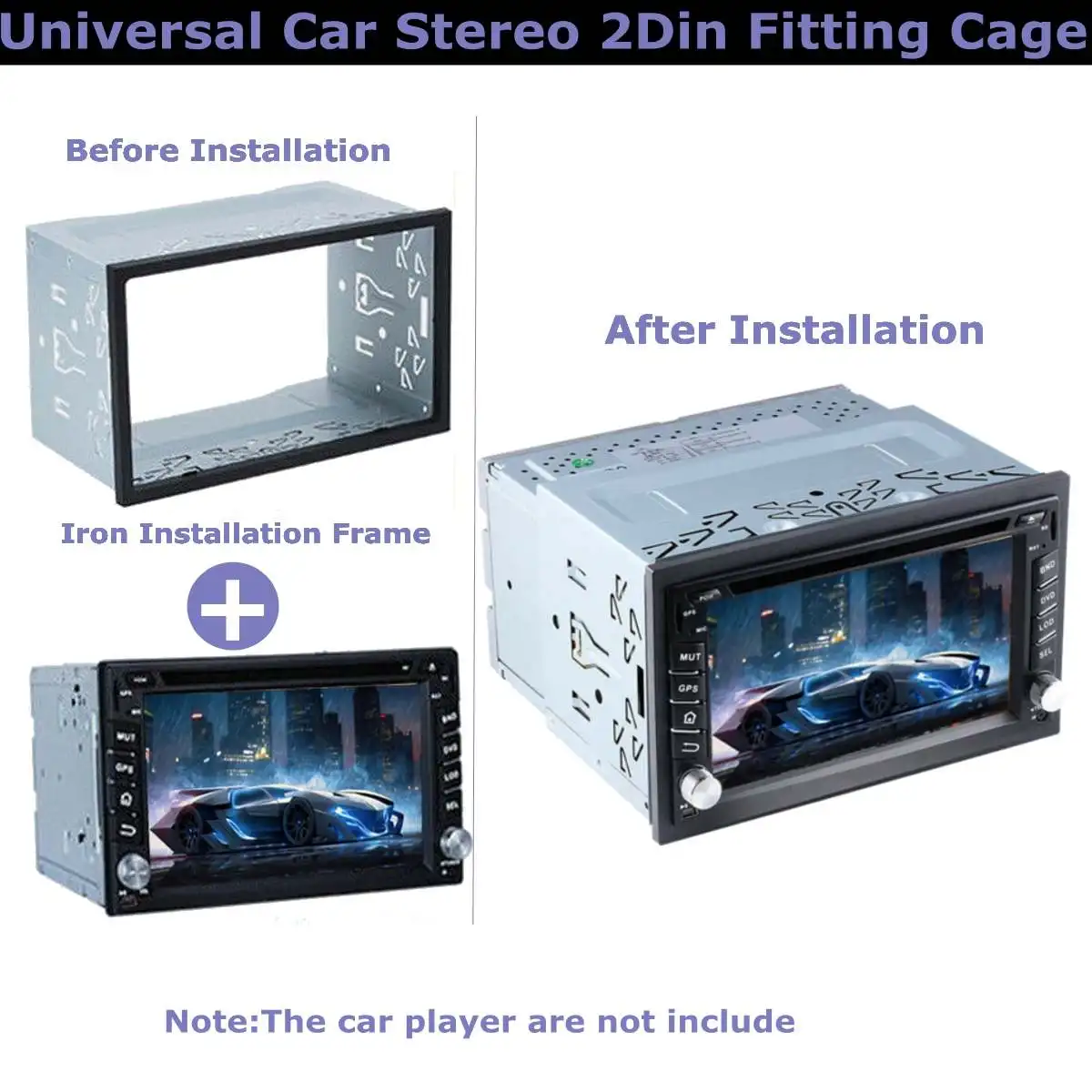 UGAR 14-003 182 X 102mm Universal Double DIN Installation Slot Metal Car Stereo Radio Mounting Frame 2DIN Universal Radio De Coche Adapter In-Dash Mounting Frame Complete Fitting Kit - View #5