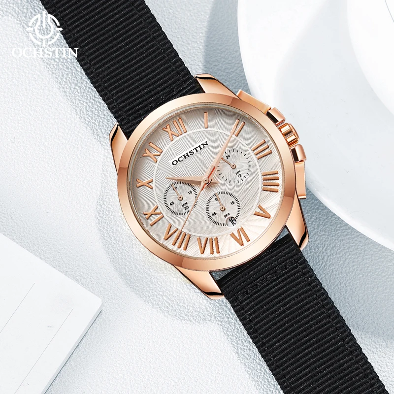 OCHSTIN Luxury Man Watch High Quality Waterproof Chronograph Luminous Men's Wristwatch Leather Men Quartz Watches Casual Clock