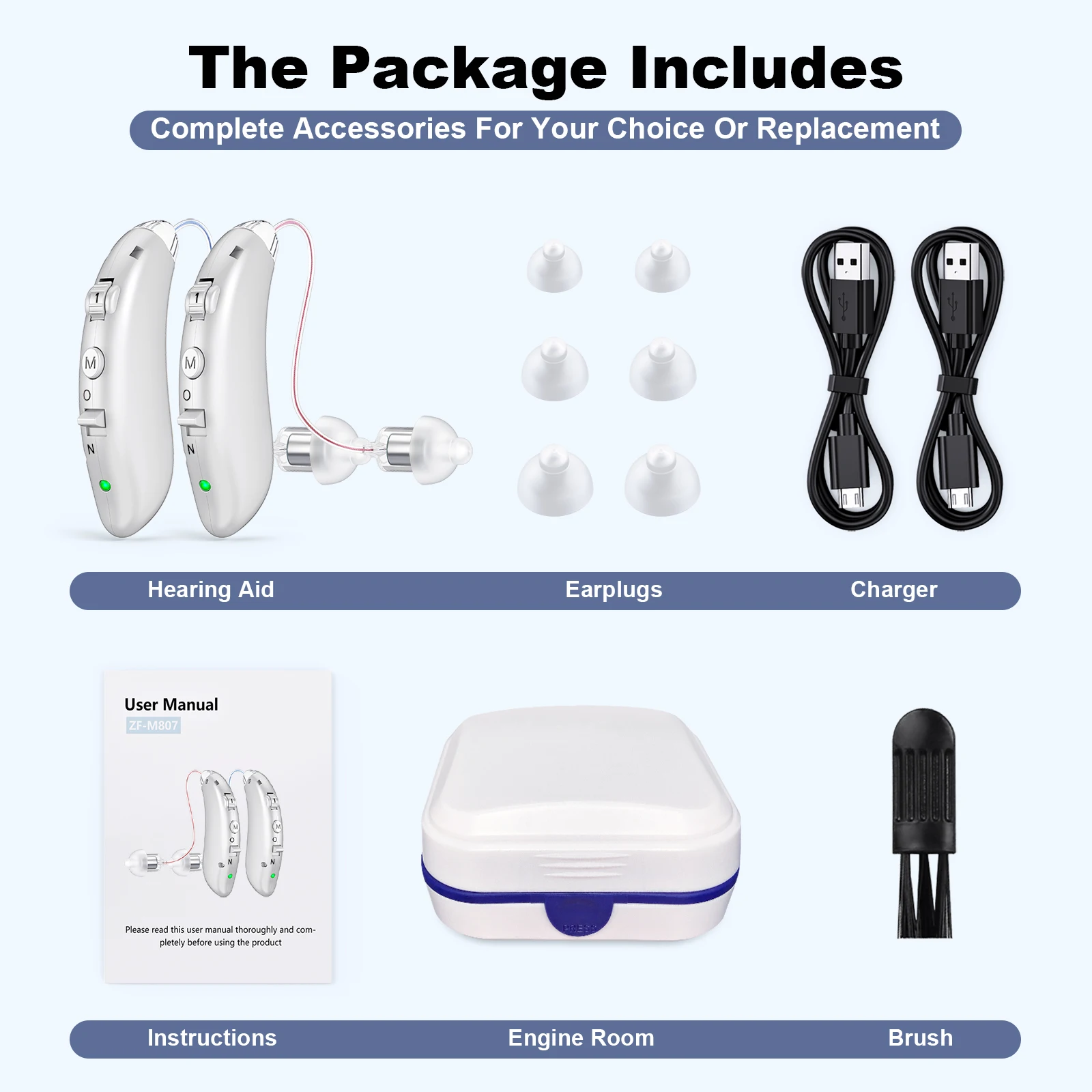 Rechargeable Hearing Aids Digital  Hearing Aid Adjustable Tone Sound Amplifier Portable Deaf Elderly digital Hearing Aid 6