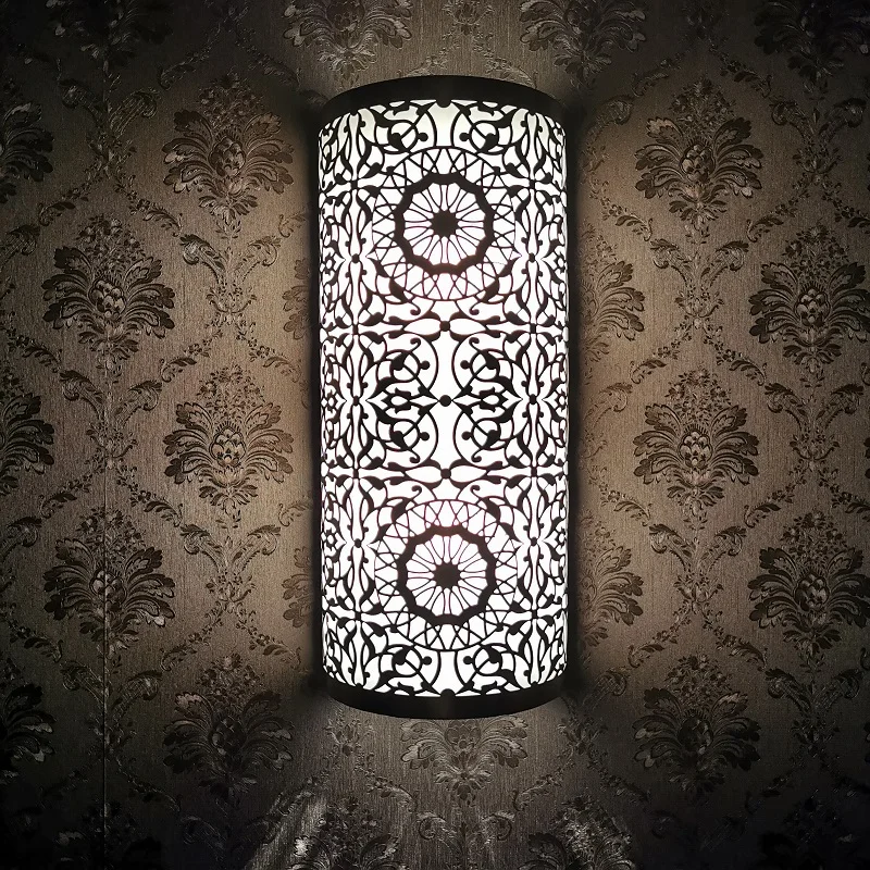 Moroccan Lamp Vintage Retro Hollow Carved Wall Lamp Iron Art Decor Loft Industrial Metal Wall Sconces Restaurant Hotel Club Bar